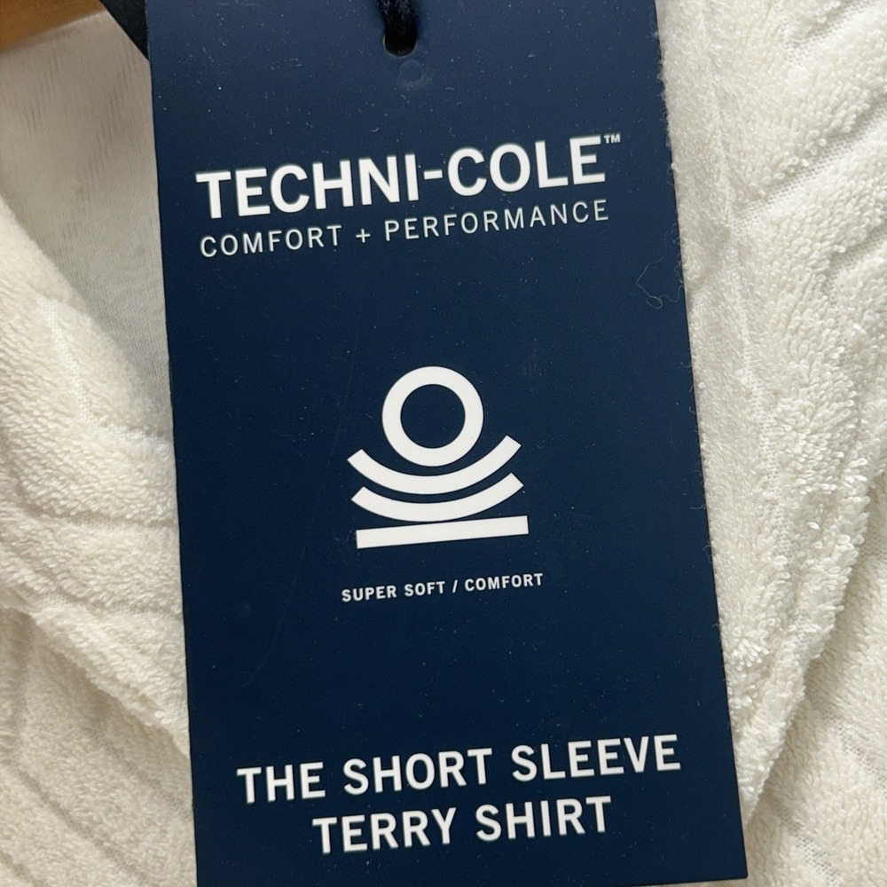 Kenneth Cole The Short Sleeve Terry Shirt Men XL Techni-Cole Camel Diamond Beige - Picture 4 of 10